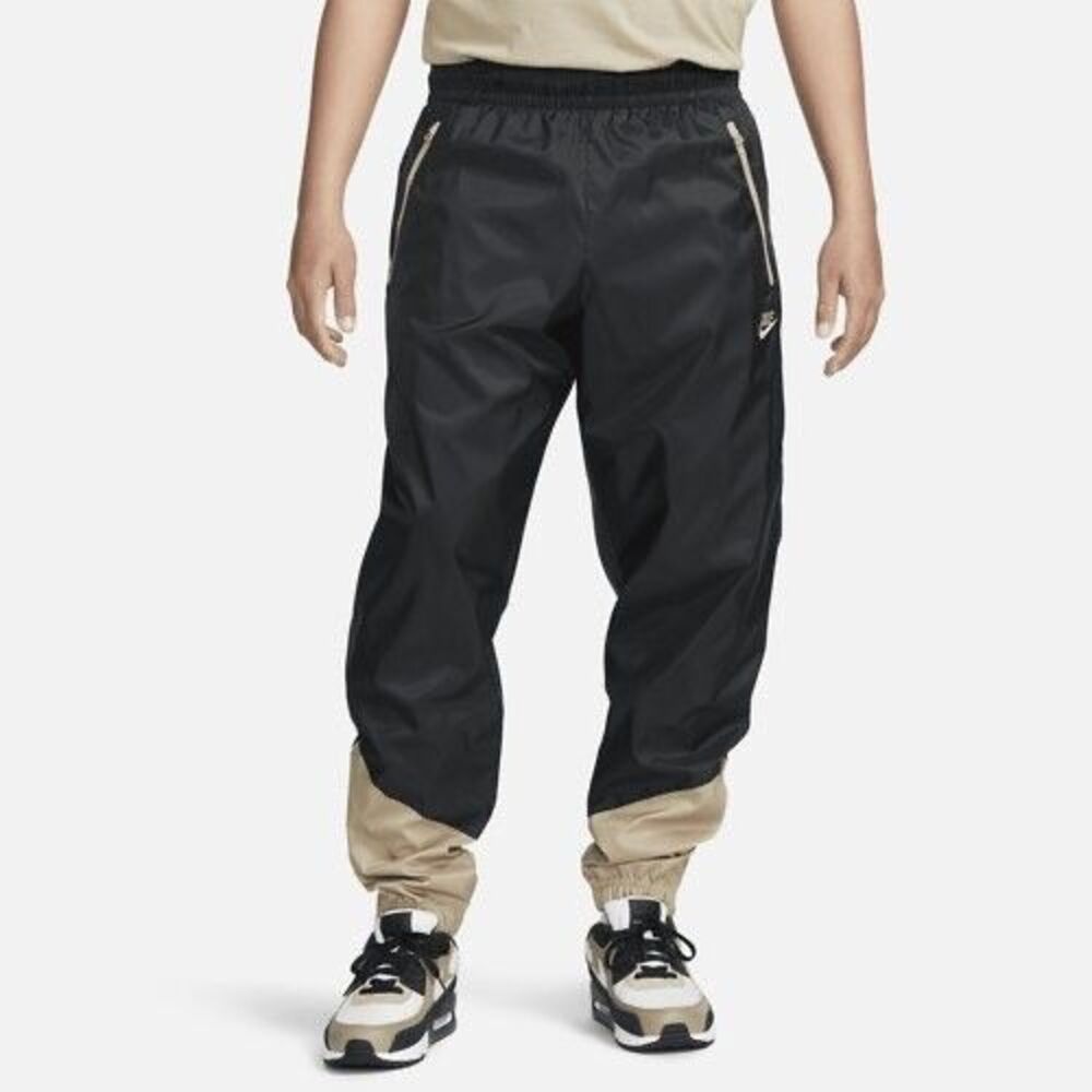 Nike Vintage Rare Windrunner Nylon Soccer Pants Trackies Glanz Black Tan M